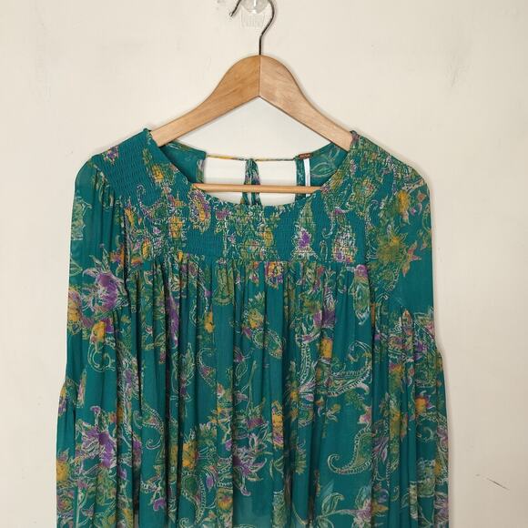 Free People Floral Up For Anything Blouse Balloon Sleeve - Picture 3 of 13
